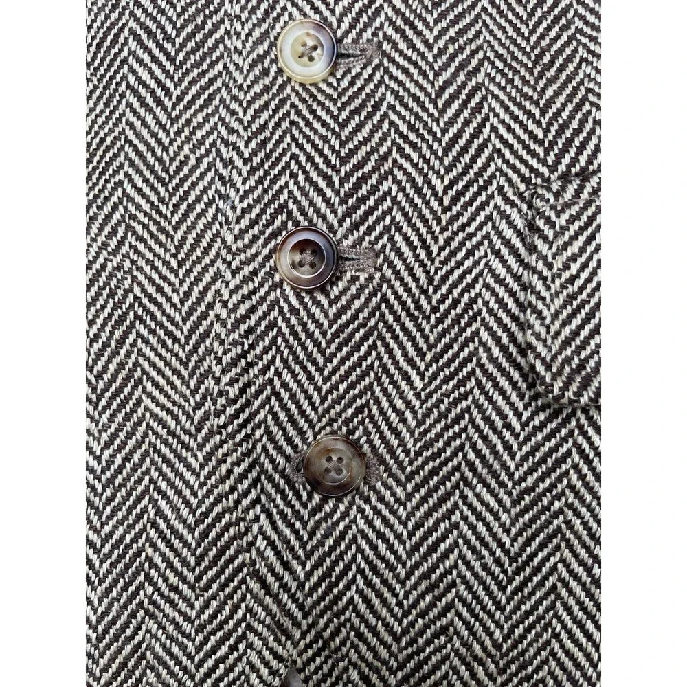 Polo Ralph Lauren Herringbone Wool Linen Silk Vest Waistcoat XL Preppy Academia